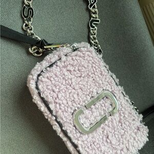 Marc Jacobs Lavender Shearling Snapshot Crossbody Bag with Authentic Chain Strap